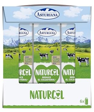 Central Lechera Asturiana Leche Naturcol - Paquete de 6 x 1000 ml - Total: 6000 ml