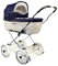 EICHHORN Kinderwagen Weidenkorb - Kinderwagen aus echter Weide, handgeflochten, Korb Weiß, Stoff Marine