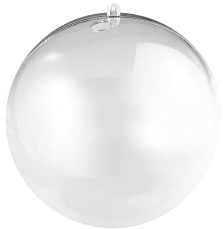 Rayher 3946337 Plastik-Kugel, 2 TLG., 18 cm, mit 15 mm Loch für LED Kette, kristall