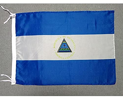 AZ FLAG Bandera de Nicaragua 45x30cm - BANDERINA NICARAGÜENSE 30 x 45 cm cordeles Poliester Ligero
