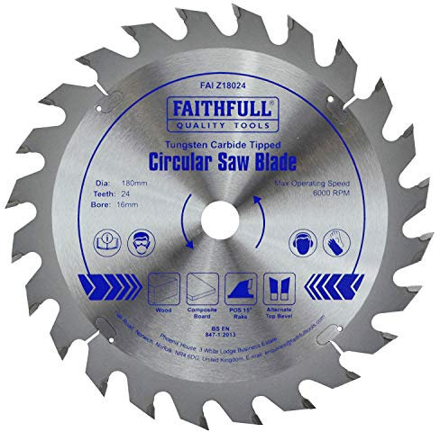 Faithfull Lame de scie circulaire TCT 180 x 16 x 24T (Import Grande Bretagne)