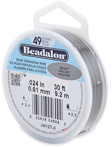 Beadalon 0.61 mm Diameter 9.2 m Reel 49 Strand Wire, Bright