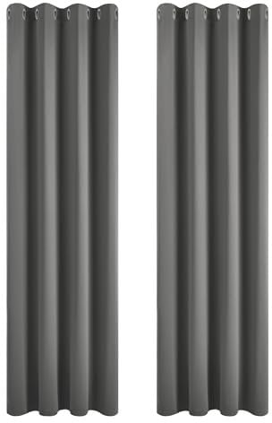Deconovo Verdunkelungsvorhang Kälteschutz Gardinen Schlafzimmer Kälteschutzvorhang Blickdicht, 229x117cm(HöhexBreite), Hellgrau, 2er Set