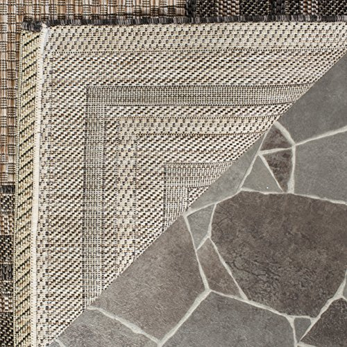 SAFAVIEH Courtyard Collection 2'7 x 5' Natural / Black CY8475 Indoor-Outdoor Waterproof Easy-Cleaning Patio Backyard Mudroom Area-Rug