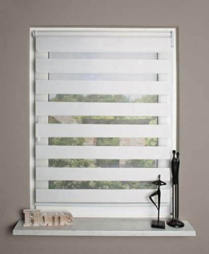 Home fashion Kettenzugrollo Zebra, Stoff, wollweiß, 150 x 90 cm