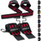 Fitgriff® Handgelenk Bandagen + Zughilfen (2er Set) - für Krafttraining, Fitness, Bodybuilding, Gewichtheben, Gym, Kraftsport - für Frauen und Männer (Black/Red)