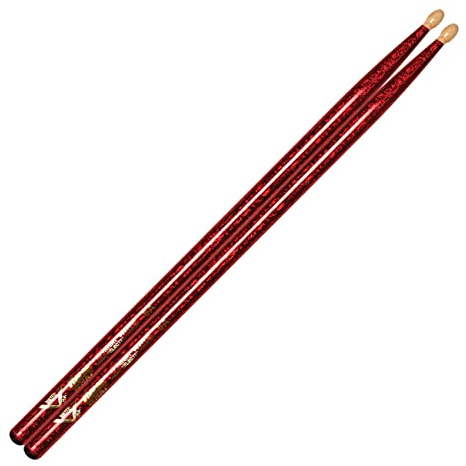 Vater Percussion Color Wrap 5A Red Sparkle Wood Tip