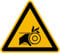 LEMAX® Aufkleber Warnschild, Warnung vor Handverletzung durch Riemenantrieb - praxisbewährt Folie selbstkl. gelb/schwarz/Randfarbe: schwarz, 100mm