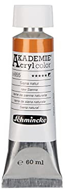 Schmincke - AKADEMIE® Acryl color, terre de Sienne naturelle en tube de 60 ml, 23655011, peinture acrylique pour artistes, brillante, très résistante à la lumière et sans cadmium