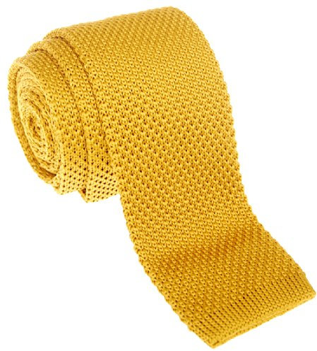 Retreez Herren Schmale Krawatte Strickkrawatte Knit Tie Vintage Smart Casual 5 cm - gold