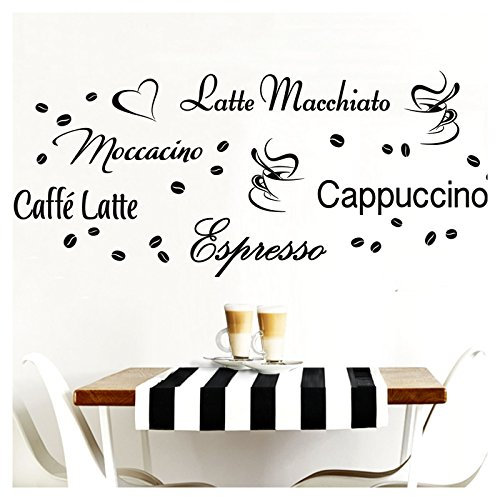 Grandora Wandtattoo Kaffeesorten I dunkelgrau Kreativset I Kaffee Kaffeebohnen Kaffeetasse Küche Esszimmer Aufkleber Wandaufkleber Wandsticker Sticker W3047