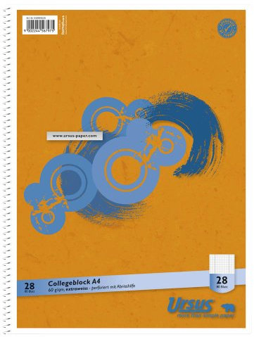 10 Stück Ursus Kollegblöcke DIN A4 kariert mit Rand links und rechts