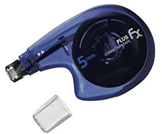 PLUS Korrekturroller FX WH-025, 10 m x 5 mm, ergonomische Form, 2-Wege-Korrektur, sofort überschreibbar, 1 Stück, blau