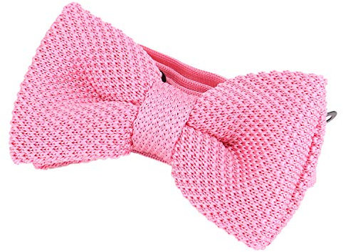 DonDon Herren Strick Fliege gebunden und längenverstellbar 11 x 6 cm rosa