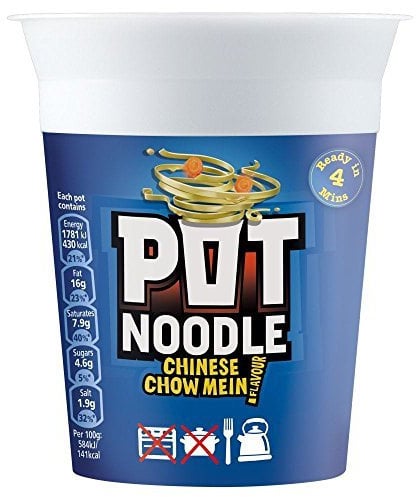 Pot Noodle Chinese Chow Mein Flavour - 90g - Pack of 4 (90g x 4) by Pot