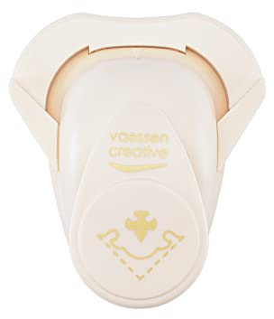 Vaessen Creative Eckenstanzer Wappen, Lilie, Medium, Eckenabrunder aus Metall und Plastik, zum Basteln mit Papier, Karten Gestalten und Scrapbooking, 14.0 x 10.0 x 5.0 cm, Rosa