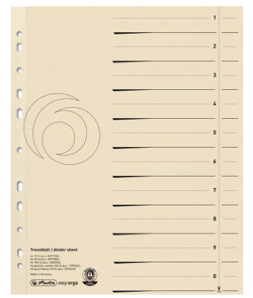 Herlitz 10840205 Trennblatt A4, chamois, Kraftkarton, 100 Stück in Folie eingeschweißt, 1 Packung