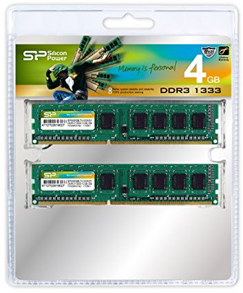 SILICON POWER 2x2GB DDR3 1333 RAM Kit PC3 10600 CL9 9-9-9 nonECC 256x8 8 Chips 1.5V