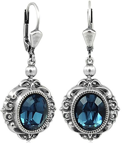 Ohrringe mit Markenkristallen Blau Silber Ohrhänger NOBEL SCHMUCK