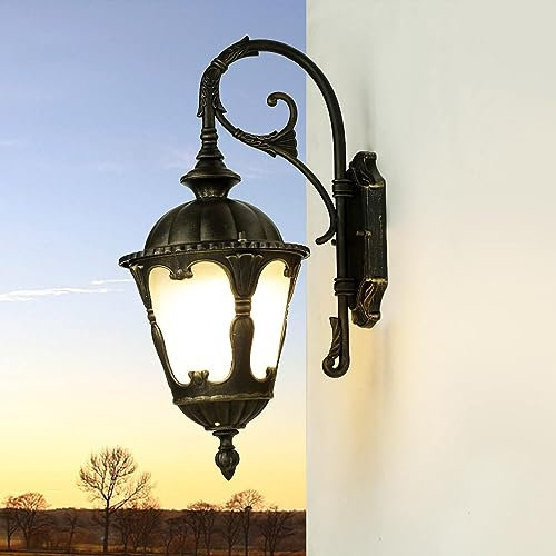 Licht-Erlebnisse Außenleuchte Wand Aluminium Glas Antik IP44 Hof Haustür 21 cm breit E27 max. 60W blendarm Rustikale Wandlampe Outdoor TYBR
