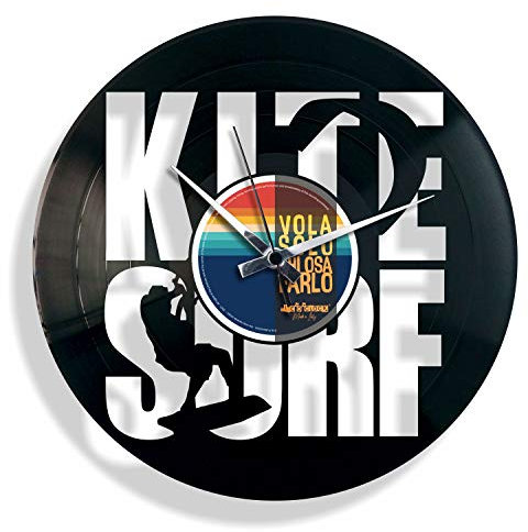 DISC'O'Clock Shallplattenuhr Kite Surf - Lautlos Wanduhr, einfach aufzuhängen. 100% Made in Italy Handwerkliches Produkt