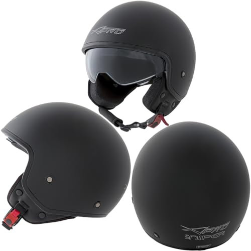 A-pro Jet Casco Moto Scooter Homologado ECE 22 Visor Parasol interior Negro Mate L