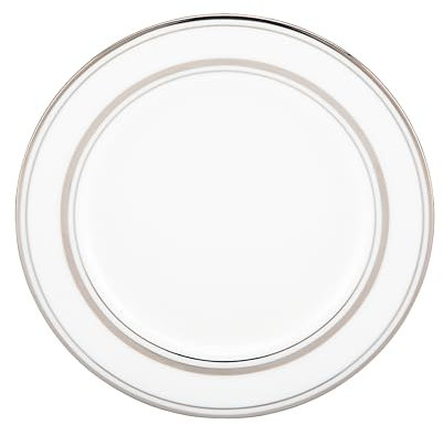 Kate Spade Library Lane Platinum Bread Plate, 0.5 LB, White