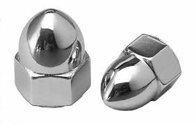 Chrome Acorn Nuts for Japanese Motorcycles, Sold in Pairs - M8 Size