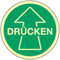 Aufkleber Türschild Drücken mit Pfeil | langnachleuchtend | Folie selbstklebend 10 cm Ø | Aufkleber Tür Türschild Hinweisschild Ziehen