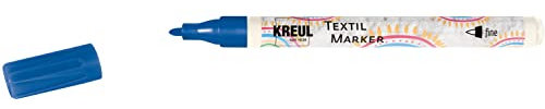 KREUL 90668 - Marqueur textile fin, bleu, avec pointe en fibre insensible, épaisseur de trait : environ 1 à 2 mm, crayon pour tissus clairs et textiles, lavable après fixation