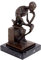 Kunst & Ambiente - Moderne Bronze Figur - Skelettierter Denker - signiert von Milo - Skelett Denker nach Auguste Rodin - Skelett Skulptur - Braun