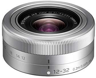 Panasonic Lumix H-FS12032E-S 12-32mm Objektiv für G-Serie Kamera (MEGA O.I.S Bildstabilisator, 2 asphärische Linsen) silber