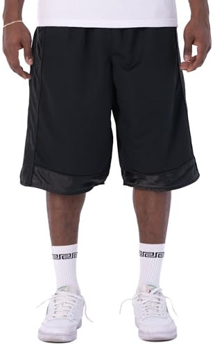 Pro Club Herren Basketball-Shorts aus schwerem Netzstoff - Schwarz - Klein