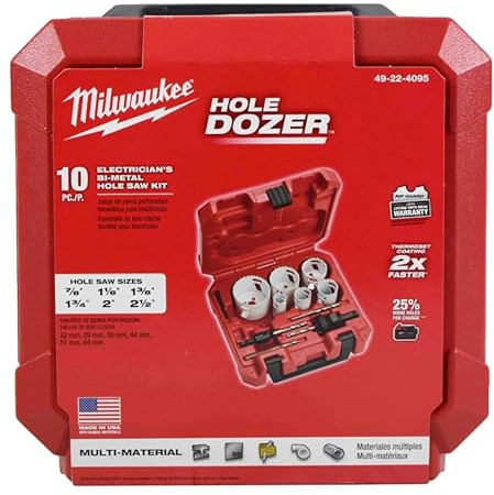 Milwaukee 49–22–4095 10-pc Elektriker Loch Dozer Lochsägen-Set