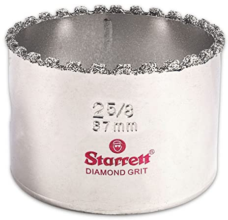 Starrett Diamond Grit Hole Saw - Ideal for Drilling Small Diameter Holes - 2-5/8 Diameter, 1-5/8 Cutting Depth, 5/8-18 Thread Size, XA2/XA10 Arbor Type, Silver - KD0258-N