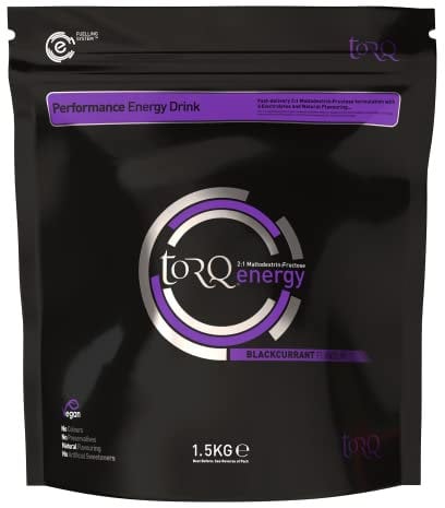 TORQ Flavoured Electrolyte Powder - Natural Blackcurrant Isotonic Hydration Powder with Electrolytes Drink | Fast Delivery Energy Drink with High Carbohydrates and Sodium | 45 Single Servings