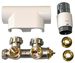 Heizkörper Mittelanschlussblock 1/2 Zoll ECK, SET inkl. Thermostat, FA. Oventrop, weiß