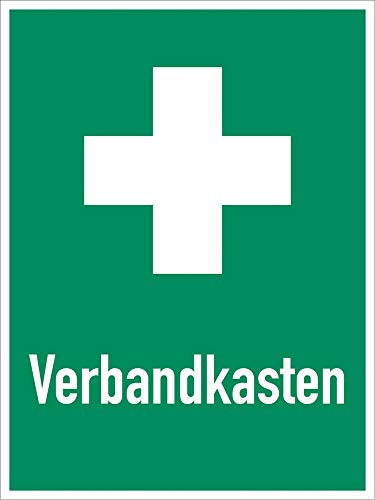 Schild Erste Hilfe Verbandkasten Symbol gem. ASR A1.3 / DIN 7010, PVC 40x30cm (Unfall, Rettungszeichen) praxisbewährt, wetterfest