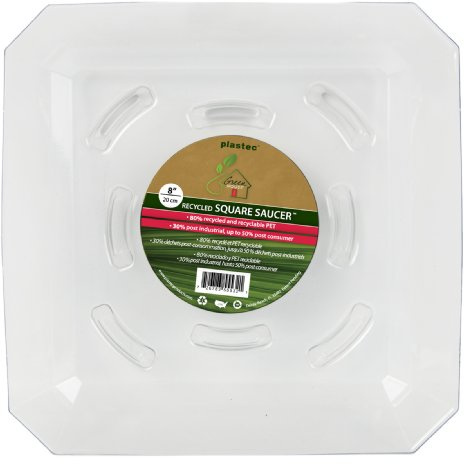 Plastec SQRO8 Square Recycled Plant Saucer, 8-Inch - SQR08