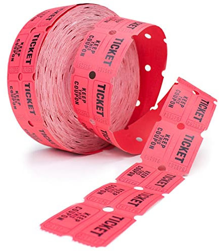 2000 ct Roll of Two Part Double Roll Tickets Red