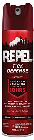 Repel Tick Defense, Repels Ticks & Mosquitos For Up To 10 Hours, Keep Ticks Away, (Unscented Aerosol Spray) 6.5 fl Ounce