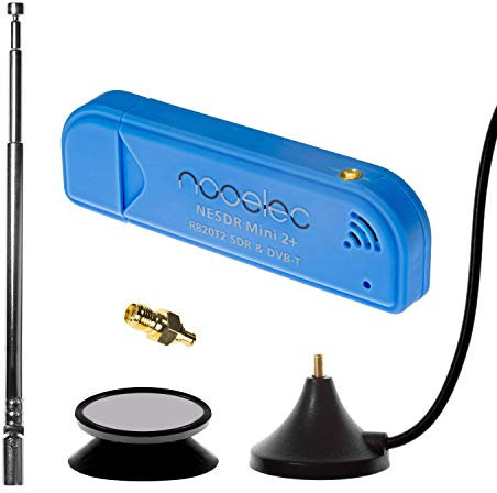 Nooelec NESDR Mini 2+ 0.5PPM TCXO RTL-SDR y ADS-B Juego de Receptor USB con Antena, Montaje y Adaptador SMA Hembra. Sintonizador RTL2832U y R820T2. Radio definida por Software de bajo Costo