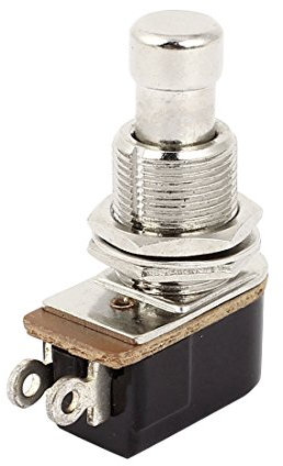 sourcingmap Guitar Foot Pedal Switch, 2 Pin SPST Momentary Soft Push Button Footswitch for Guitar, Metal Effects Pedal Box for Guitar Stompbox Switches, Black Silver Tone