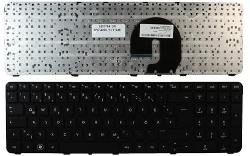 Keyboards4Laptops Allemande Noir Cadre Noir Clavier pour Ordinateur Portable (PC) de Remplacement Compatible avec HP Pavilion DV7-4053EG