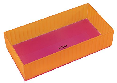Lund London Glas-Tablett, geriffelt, Medium, Neonorange / Pink, 25 x 12,5 cm