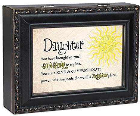 Daughter Sunshine to my Life Spieluhr mit Aufschrift Plays You are My Sunshine, mattes Schwarz