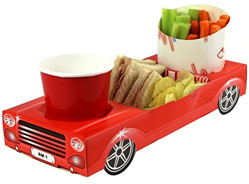 MustBeBonkers x20 Red Convertible Sports Car - Party Meal Food Trays - Snack Lunch Box Plate Tray