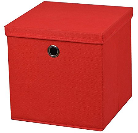 2 Stück Faltbox Rot 28 x 28 x 28 cm Aufbewahrungsbox faltbar mit Deckel