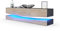 Vladon Lowboard City, Made in Germany, TV-Kommode mit Sockelelement, 1 offenem Fach und 3 Schubkästen, Schwarz Hochglanz/Eiche Sägegrau, inkl. LED-Beleuchtung (178 x variabel x 39 cm)