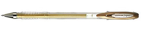 Uni-Ball Signo Metallic Gold um120nm Rollerball Gel Ink 0.7 mm Gold Pack of 12